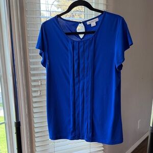 Liz Claiborne Royal Blue Pleated Blouse